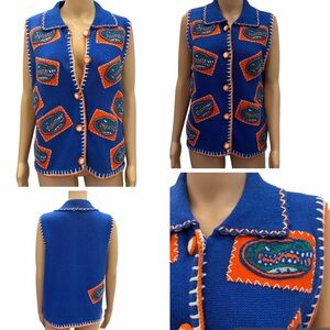 Vintage Castles Sport Gators Cardigan Sweater Vest Women Medium